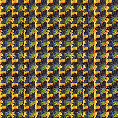 Fall Wall Art featuring the mixed media Sunflower Checks by Elizabeth Reich