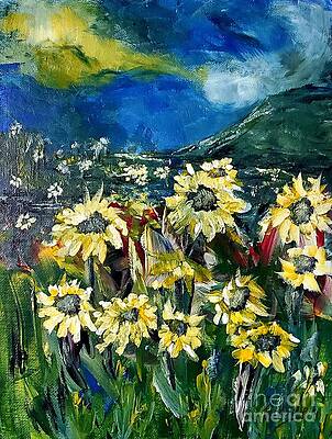 Wall Art featuring the painting Sunflower Daydream by Eileen Kelly
