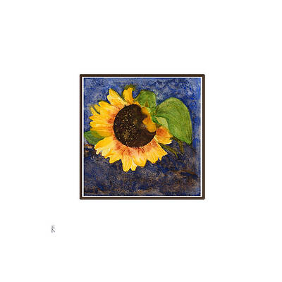 Wall Art featuring the painting Sunflower On Navy by Elizabeth Reich