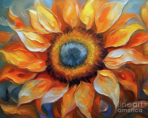Nature Wall Art featuring the ai art Sunflower Salvo by Macro Abundance