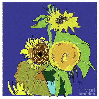 Wall Art featuring the digital art Sunflower Solidarity by Eileen Kelly