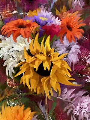 Flower Wall Art featuring the painting Sunflower by Sonja Kraft