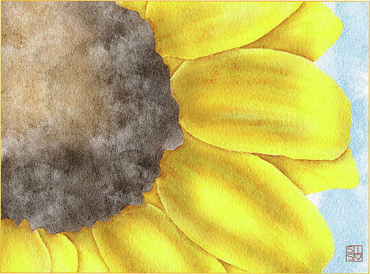 Watercolor Digital Art - Sunflower Summertime Exclusive Botanical Watercolor Art by Snow Iris Studio