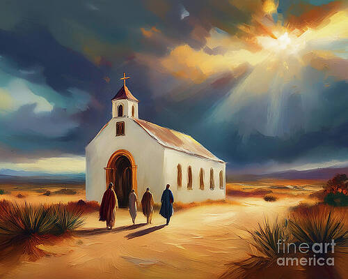 Summer Digital Art - Sunlit Chapel In The Desert by Macro Abundance