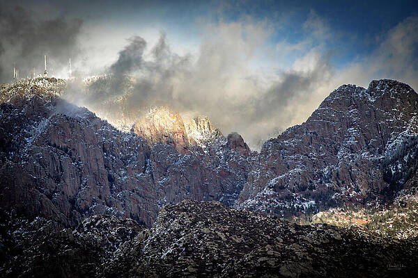 Sunlit Mountain Peaks in Winter Wall Art