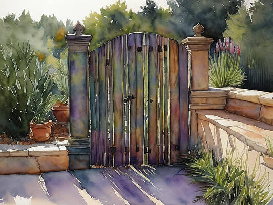 Colorful Digital Art - Sunny Morning And A Colorful Gate by Eris And AI