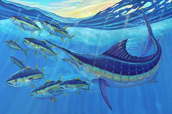 Swordfish and Tunas Underwater Scene Painting