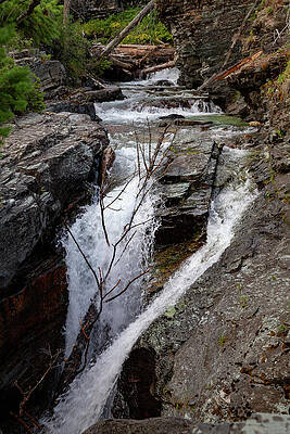 Mountain Stream Cascading Over Rocks Wall Art