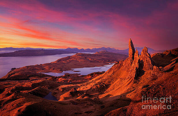 Dramatic Photograph - Sunrise At The Old Man Of Storr, Isle Of Skye, Scottish Highlands, Scotland by Neale And Judith Clark