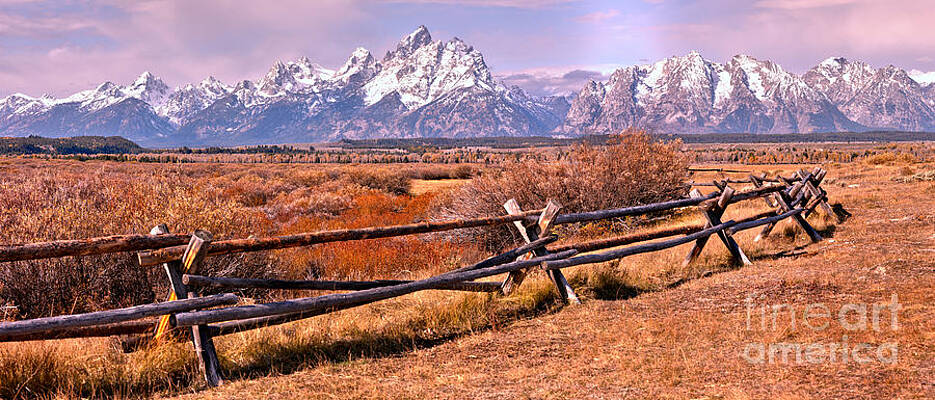 Wall Art featuring the photograph Sunrise At The Triangle X Ranch Panorama by Adam Jewell