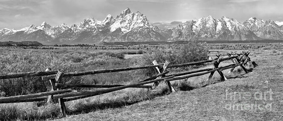 Wall Art featuring the photograph Sunrise At The Triangle X Ranch Panorama Black And White by Adam Jewell