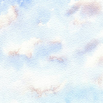 Watercolor Painting - Sunrise Cumulus Clouds On A Sky Of Blue by Elizabeth Reich