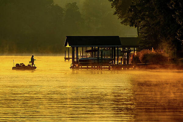 Nature Photograph - Sunrise Fisherman by Deb Beausoleil