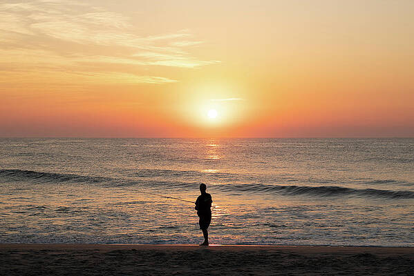 Summer Wall Art featuring the photograph Sunrise Fisherman On The Jersey Shore by Matthew DeGrushe