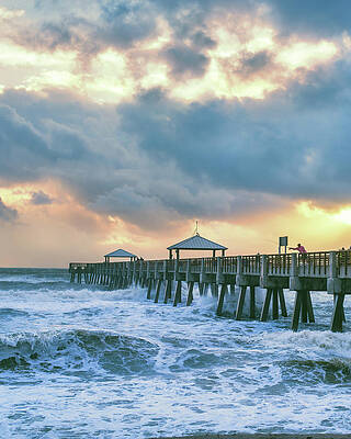 Sunset Over Ocean Pier Wall Art
