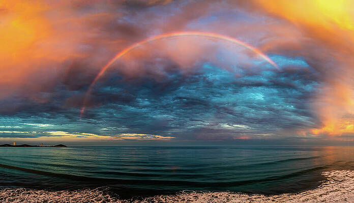 Sunrise Wall Art featuring the photograph Sunrise Full Rainbow Mazatlan Mexico by Tommy Farnsworth