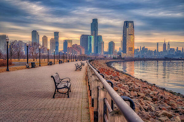 Wall Art featuring the photograph Sunrise In Jersey City by Penny Polakoff