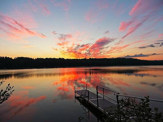 Reflection Photograph - Sunrise - Lake Pennessewassee, Maine by Steven Ralser