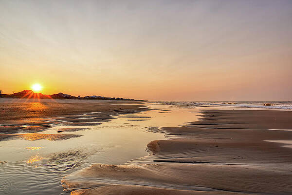 Wave Wall Art featuring the photograph Sunrise On A North Carolina Low Tide 2 by Donna Twiford