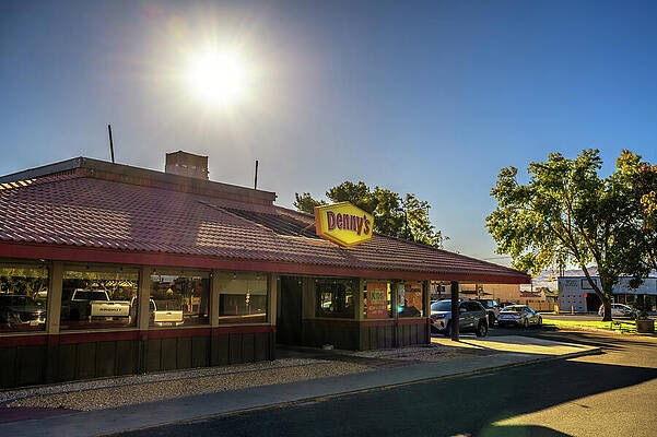 Sunrise Wall Art featuring the photograph Sunrise Over A Vintage Denny's Restaurant In Ridgecrest, California by Miroslav Liska