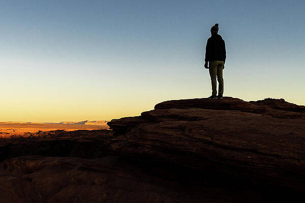 Desert Photograph - Sunrise Silhouette At Horseshoe Bend by Craig A Walker