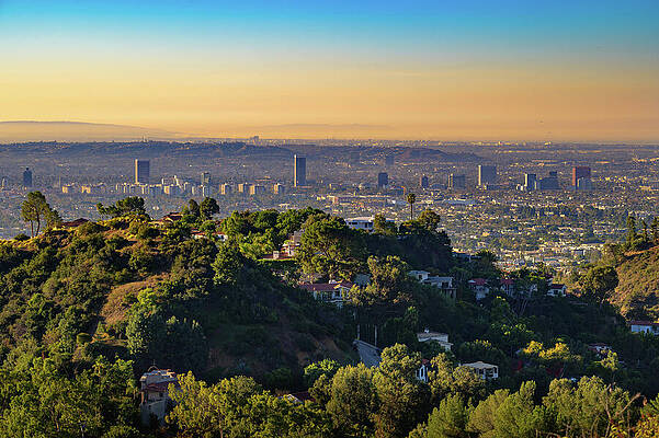 Wall Art featuring the photograph Sunrise View Of West Hollywood, Mid-Wilshire And Beverly Hills In California by Miroslav Liska
