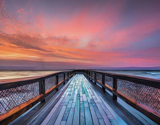 Sky Digital Art - Sunrise, Wet Pier by Eris And AI