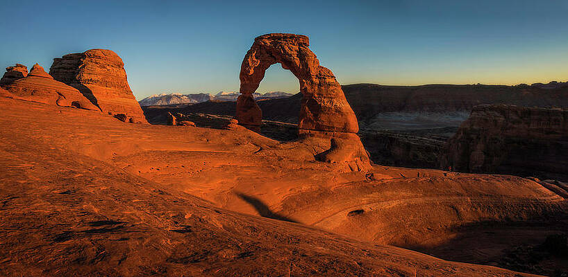 Panoramic Wall Art featuring the photograph Sunset At Delicate Arch by Owen Weber