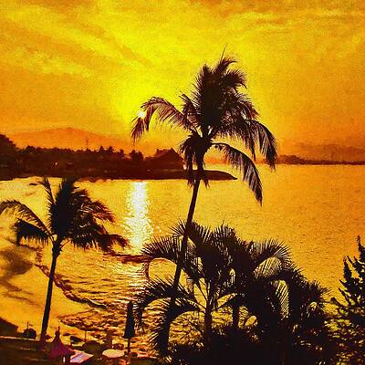 Serene Photograph - Sunset At Dolphin Cove Inn, Manzanillo, Mexico #2 by Tatiana Travelways