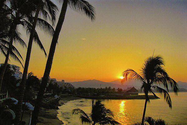 Serene Photograph - Sunset At Dolphin Cove Inn, Manzanillo, Mexico by Tatiana Travelways