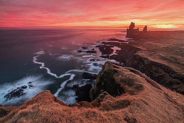 Sunset Photograph - Sunset At Londrangar, Snaefellnes, Iceland by Adrian Hendroff