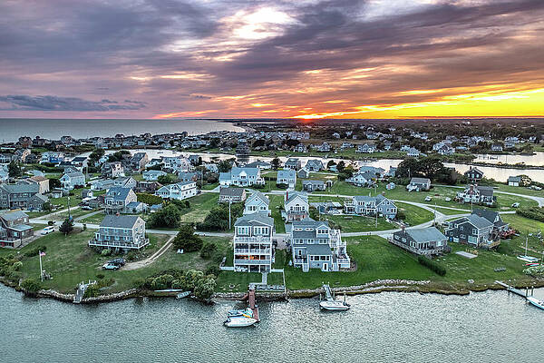 Wall Art featuring the photograph Sunset At Matunuck by Veterans Aerial Media LLC