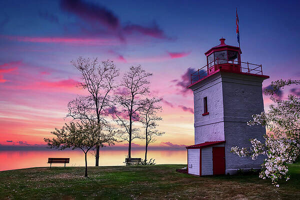 Architecture Photograph - Sunset At The Historic Goderich Lighthouse by John Twynam