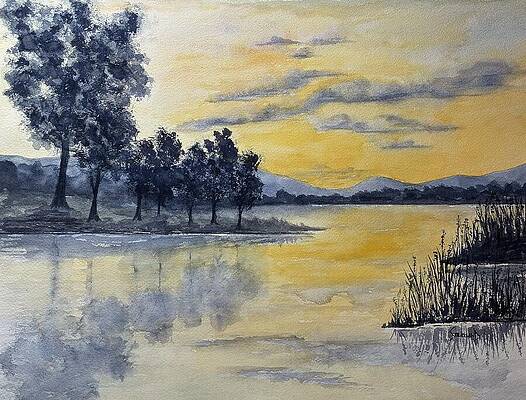 Tranquil Sunset Over Serene Lake Wall Art