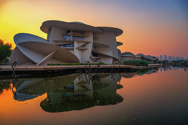 Wall Art featuring the photograph Sunset At The National Museum Of Qatar by Miroslav Liska