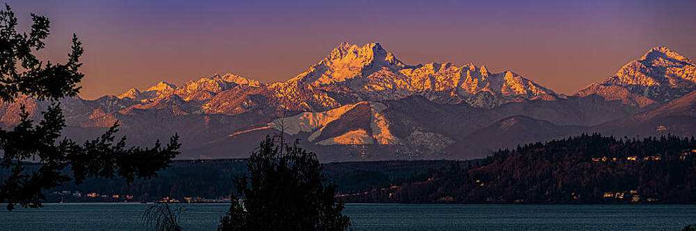 Sunset Wall Art featuring the photograph Sunset Creeps Up On Olympic Mountains Washington by Tommy Farnsworth