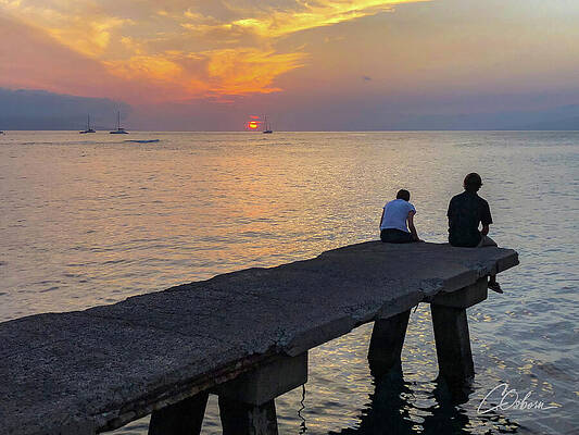 Wall Art featuring the photograph Sunset From The Old Pier by Charlie Osborn