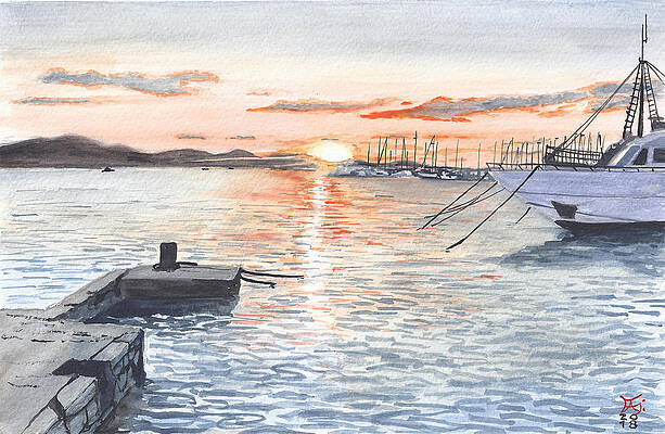 Wall Art featuring the painting Sunset In Zadar I Croatia by Francisco Gutierrez