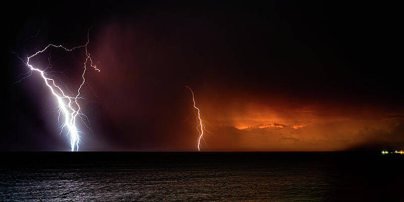 Mexico Wall Art featuring the photograph Sunset Lightning by Tommy Farnsworth