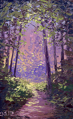 Trail Wall Art featuring the painting Sunset On Gunsight Trail by Raette Meredith