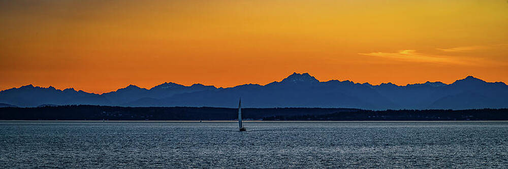Sunset Wall Art featuring the photograph Sunset On Puget Sound And Olympic Mountains by Tommy Farnsworth