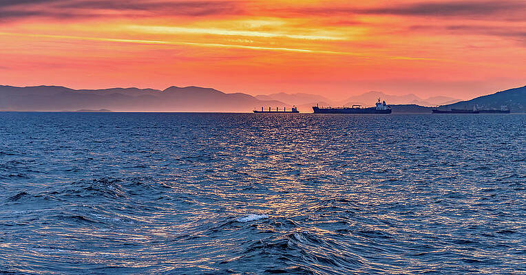Vibrant Wall Art featuring the photograph Sunset On The Aegean Sea by Marcy Wielfaert