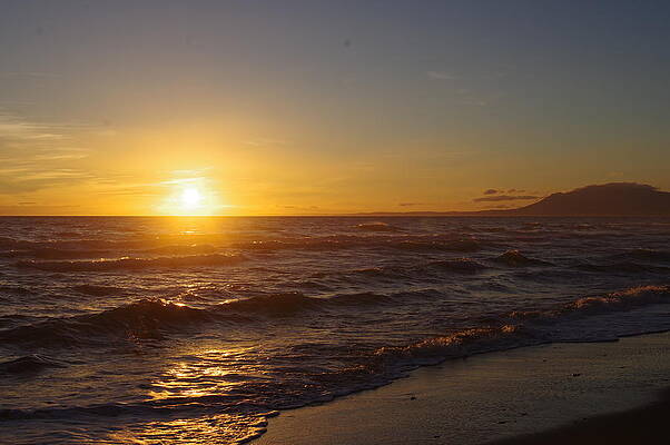 Wave Photograph - Sunset On The Med by Murray Croft