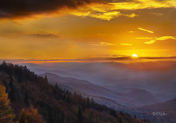 Appalachia Wall Art featuring the photograph Sunset On The Mountains by Theresa D Williams Smoky Mountains