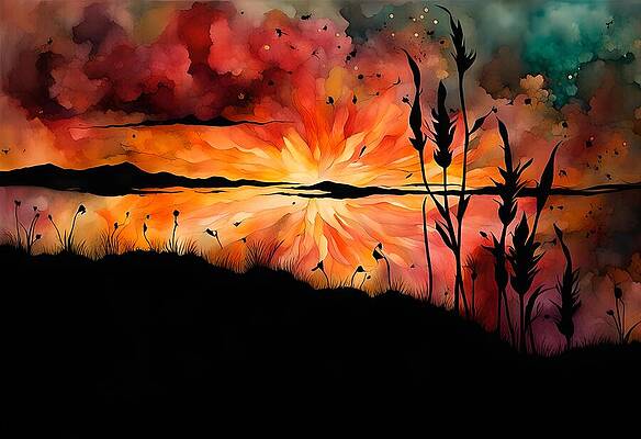 Digital Art - Sunset On The Water by Deb Beausoleil