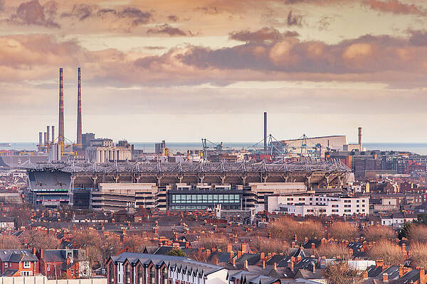 Sunset Photograph - Sunset Over Croke Park And Poolbeg, Dublin by Adrian Hendroff