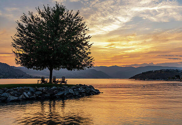 Serene Lakeside Sunset Wall Art