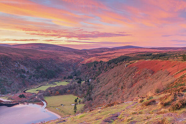 Sunset Photograph - Sunset Over Lough Tay, Co Wicklow, Ireland by Adrian Hendroff