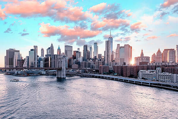 Sunset Over Manhattan Skyline Wall Art