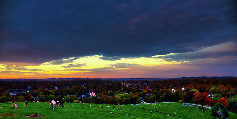 West Virginia Photograph - Sunset Over Parkersburg Cemetery by Jonny D